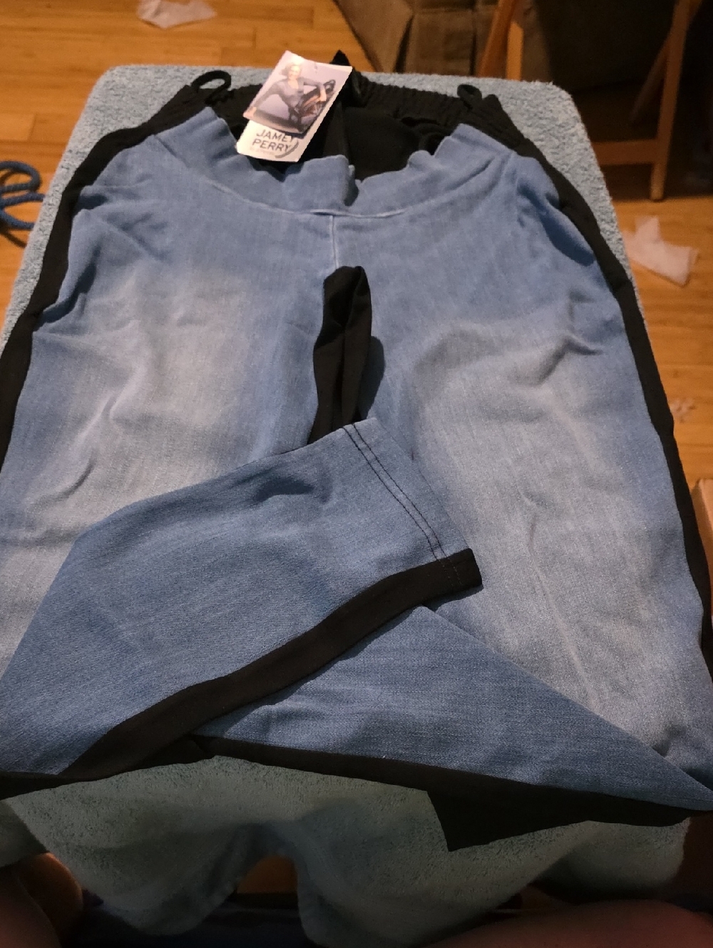 jcpenney Blue and Black Leggings with Side Stripe